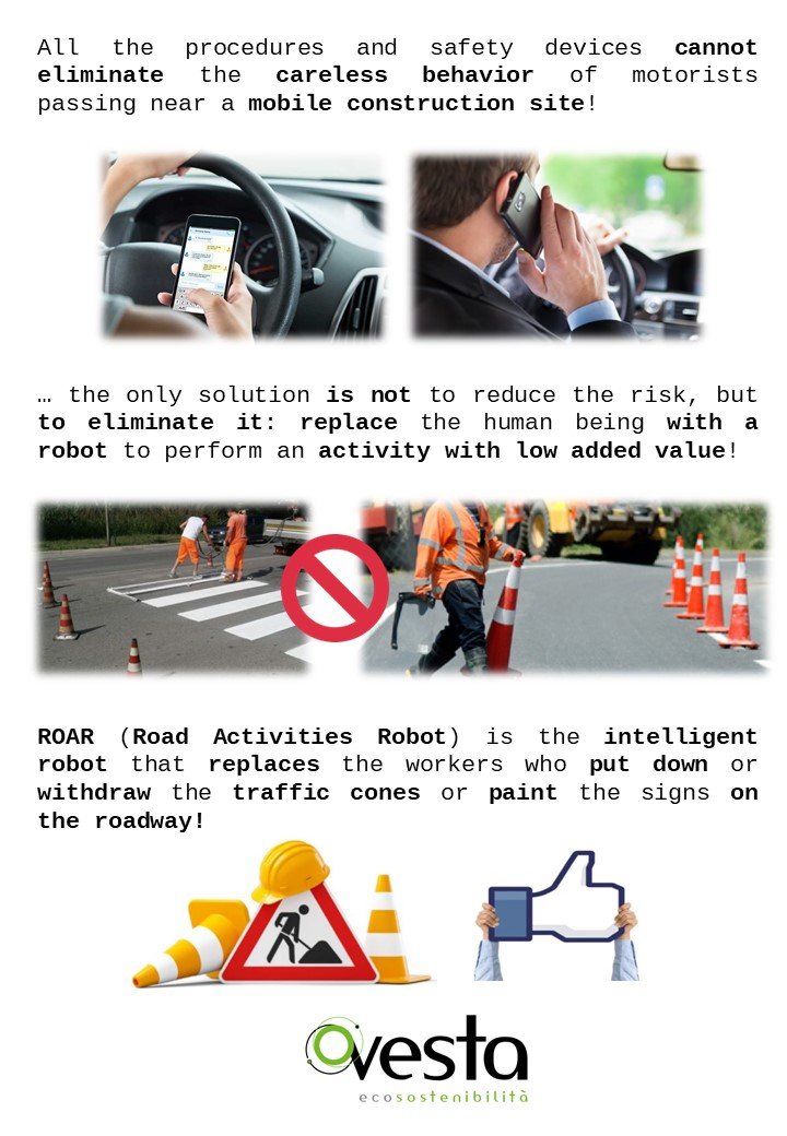 ROAR: the smart robot that poses and withdraw traffic cones and paints the stripes!