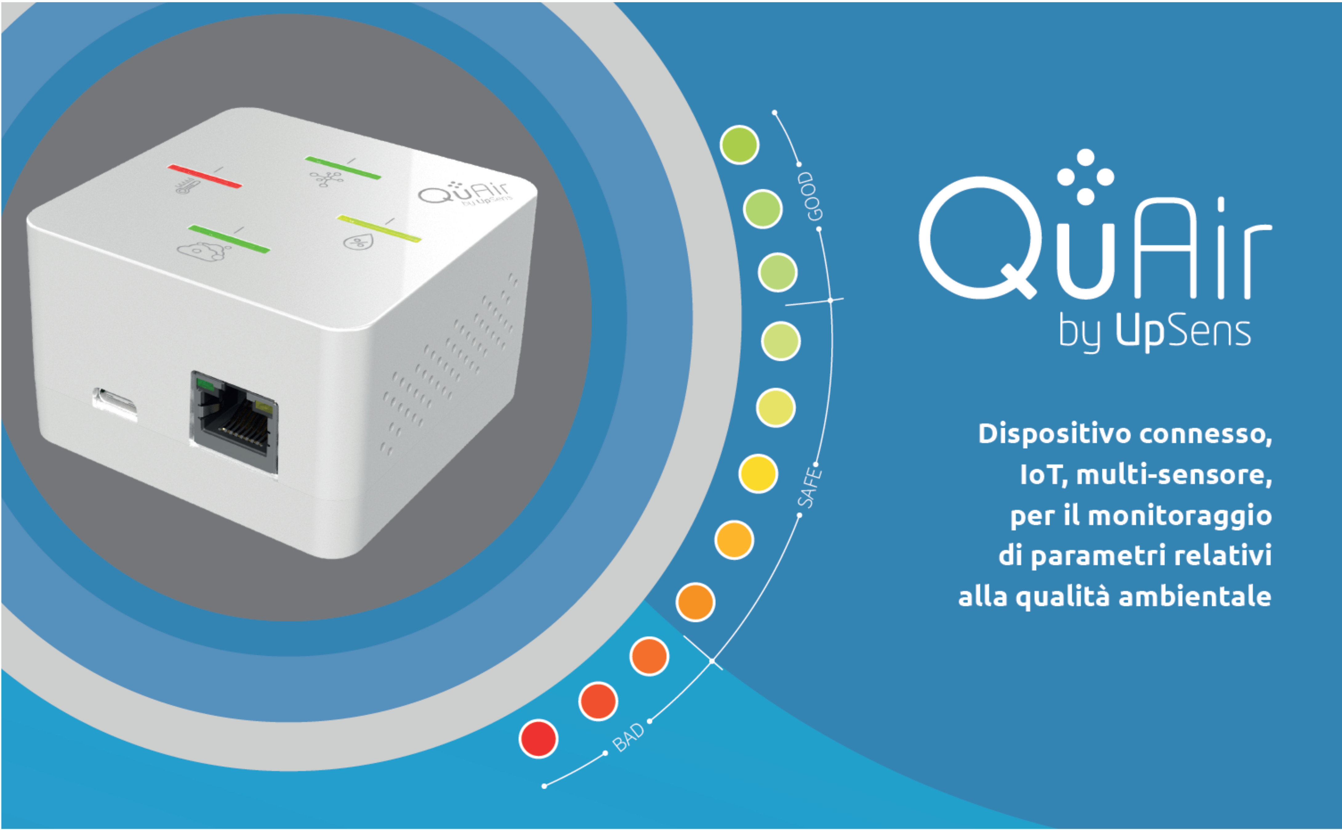 QuAir è la nuova linea di sensori IoT, sviluppata e prodotta da UpSens in Italia, per il mondo dell’impresa.