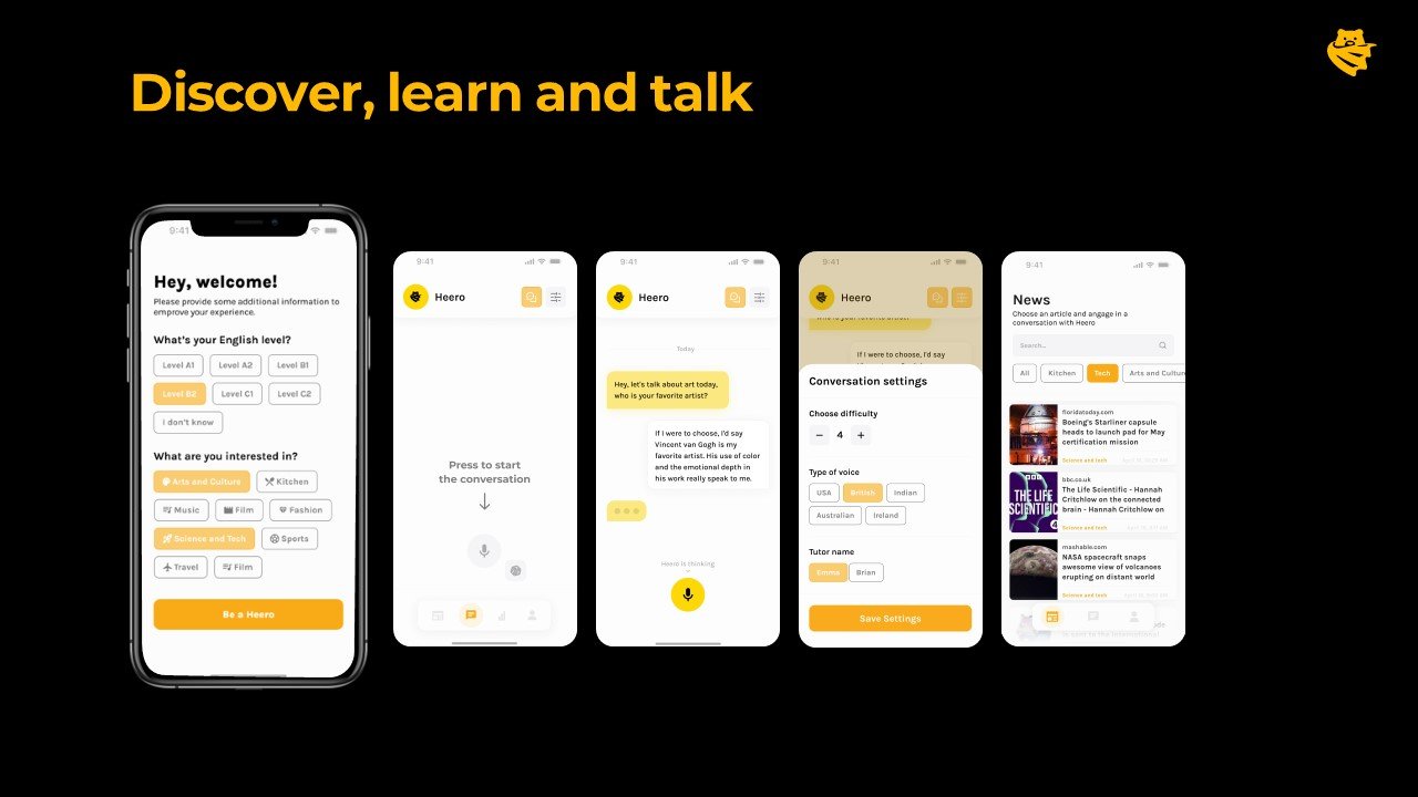 Heero: Speak Your Way to Fluency with Topics You Love!