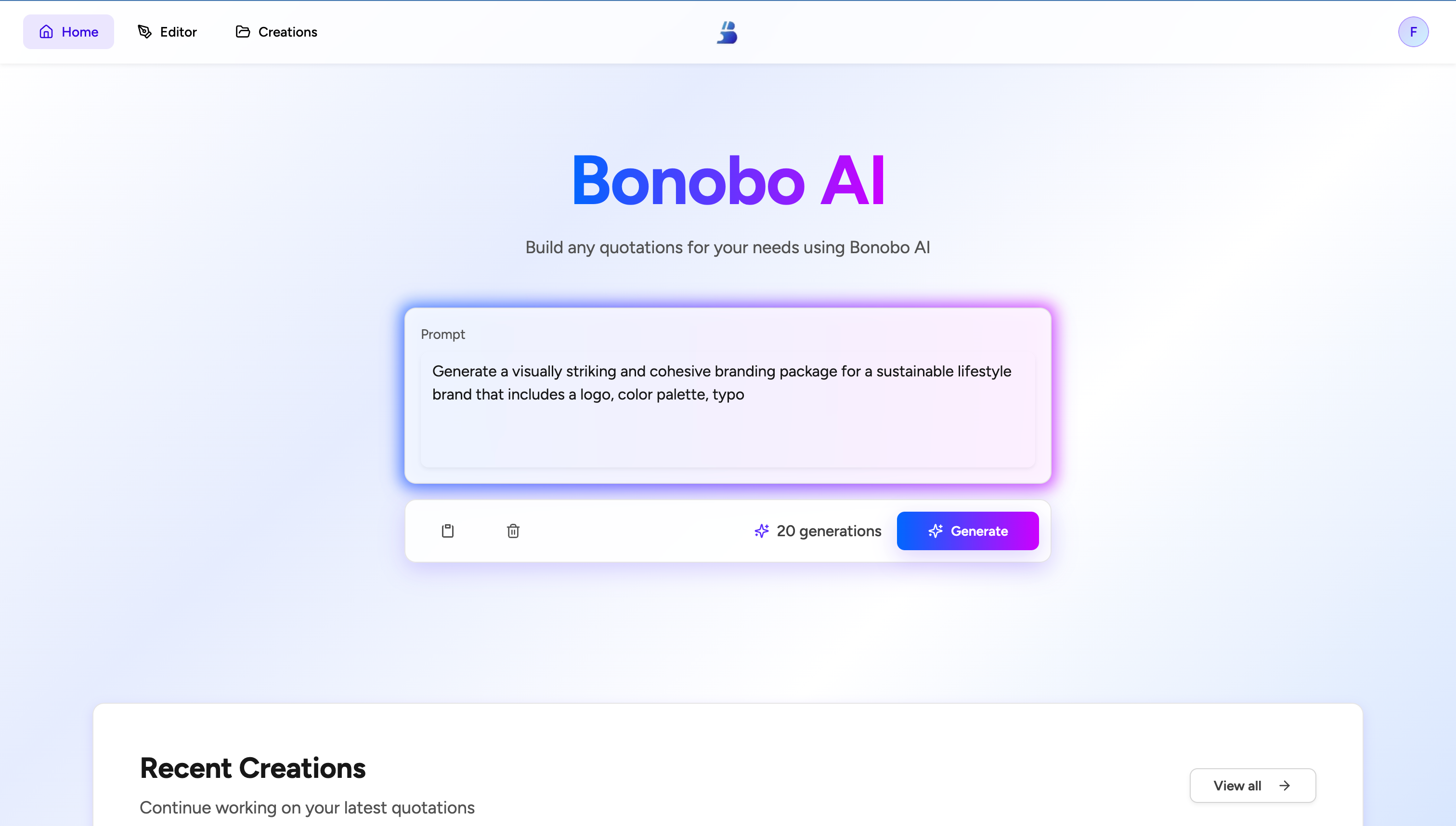 Bonobo AI genera preventivi professionali in pochi secondi