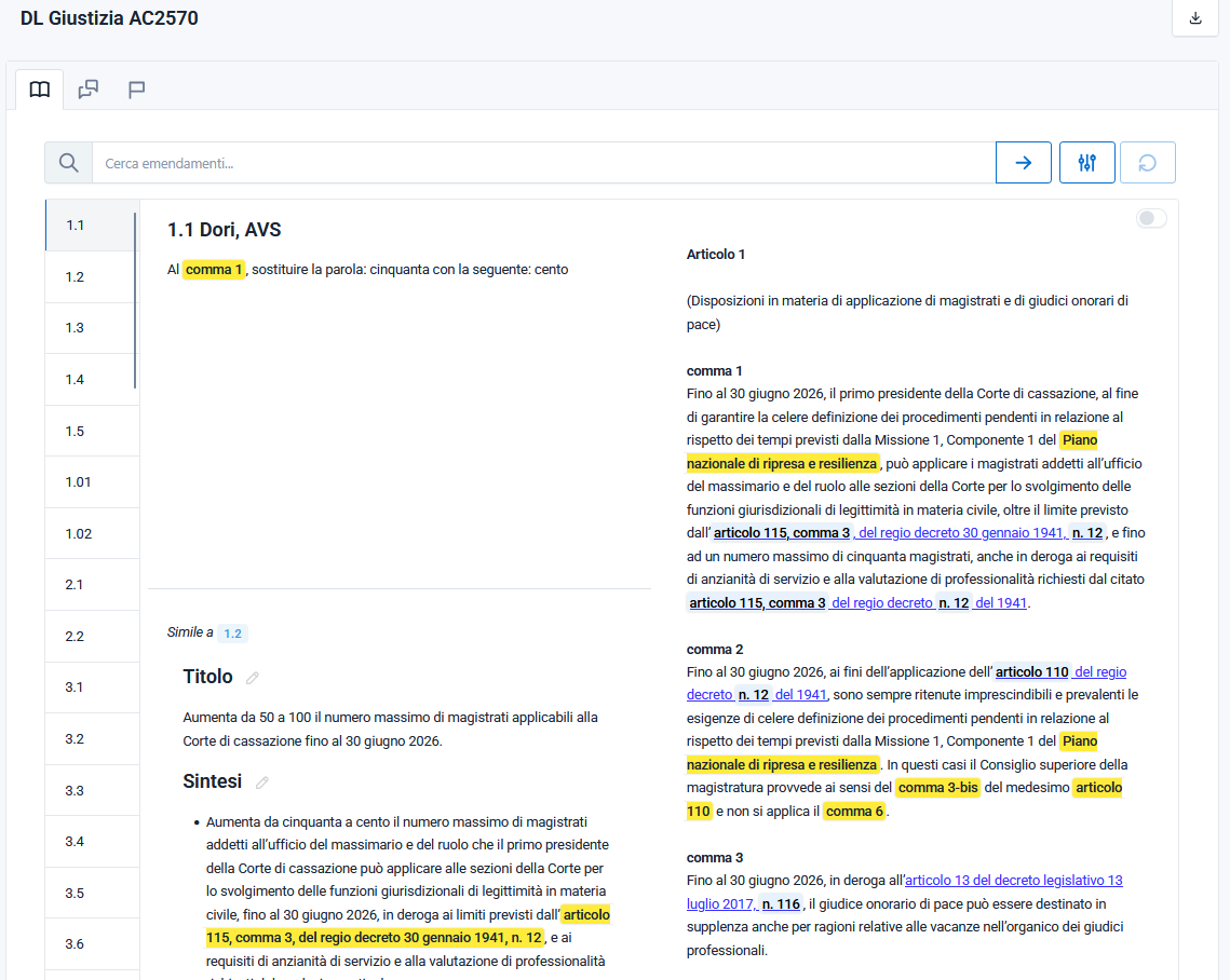 Piattaforma analisi e monitoraggio legislativi