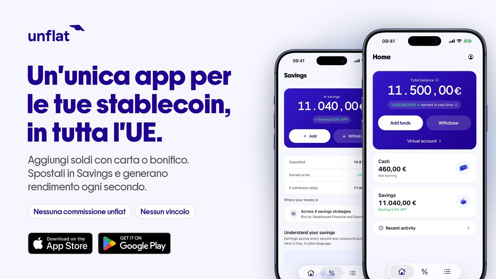 unflat, un'unica app per le tue stablecoin